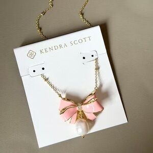 Kendra Scott LoveShackFancy Pink Bow Gold Necklace